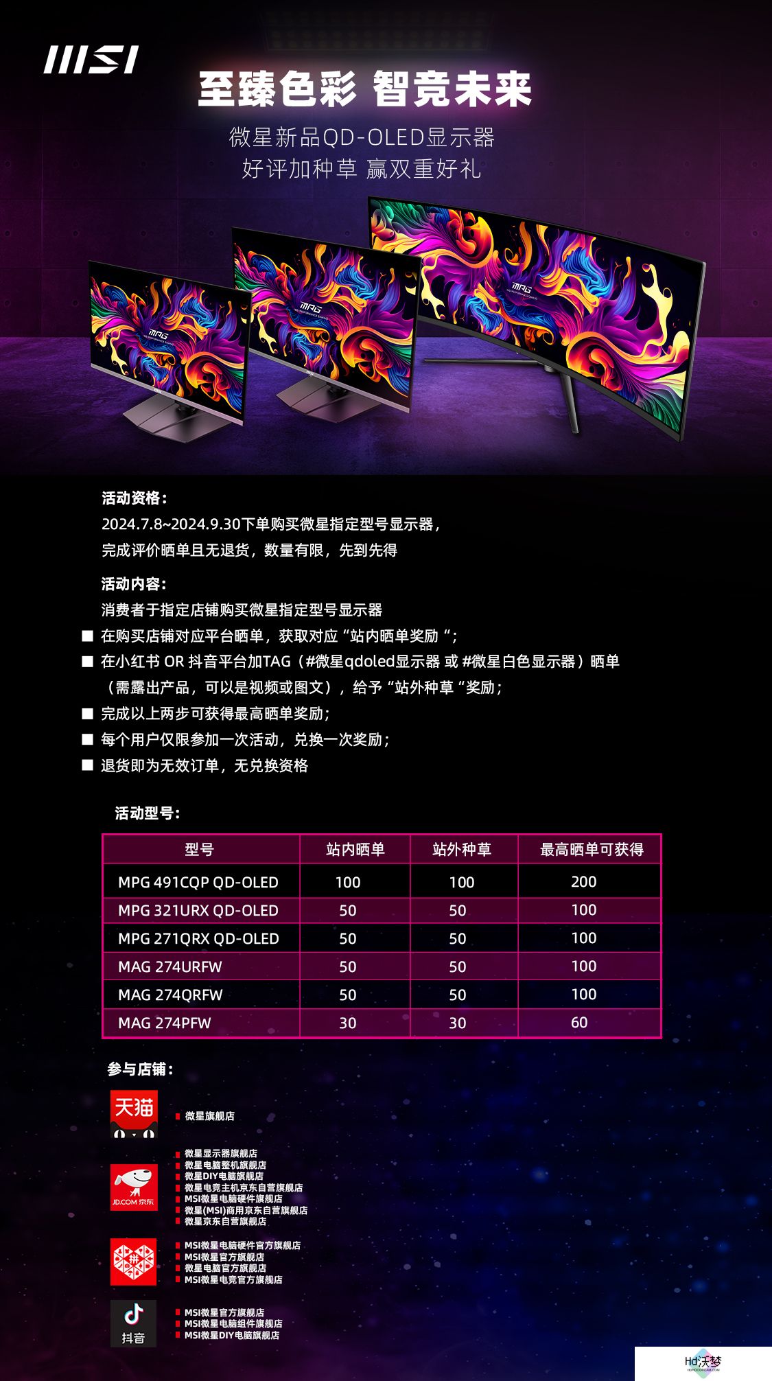 微星QD-OLED显示器大放送，性能与性价比并驾齐驱！