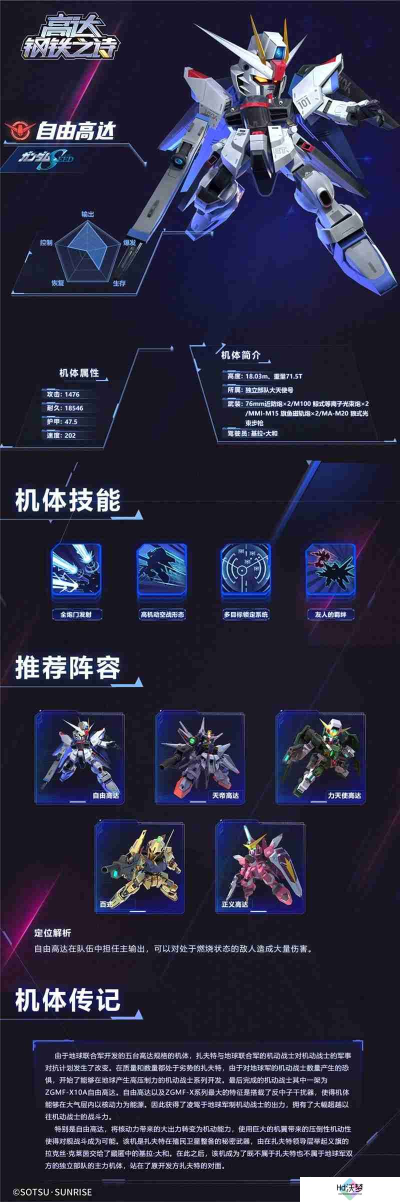 高达钢铁之诗自由高达机体介绍一览
