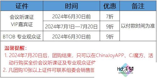 早鸟优惠开启！2024 ChinaJoy BTOB及同期会议首批证件限时发售！