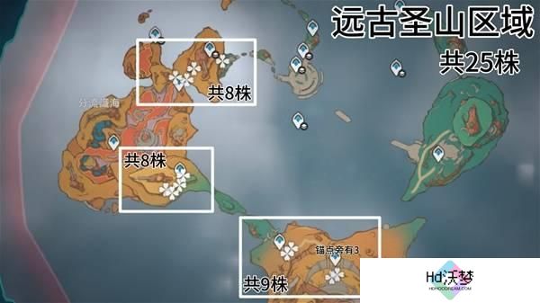 原神全部云岩裂叶采集路线图一览