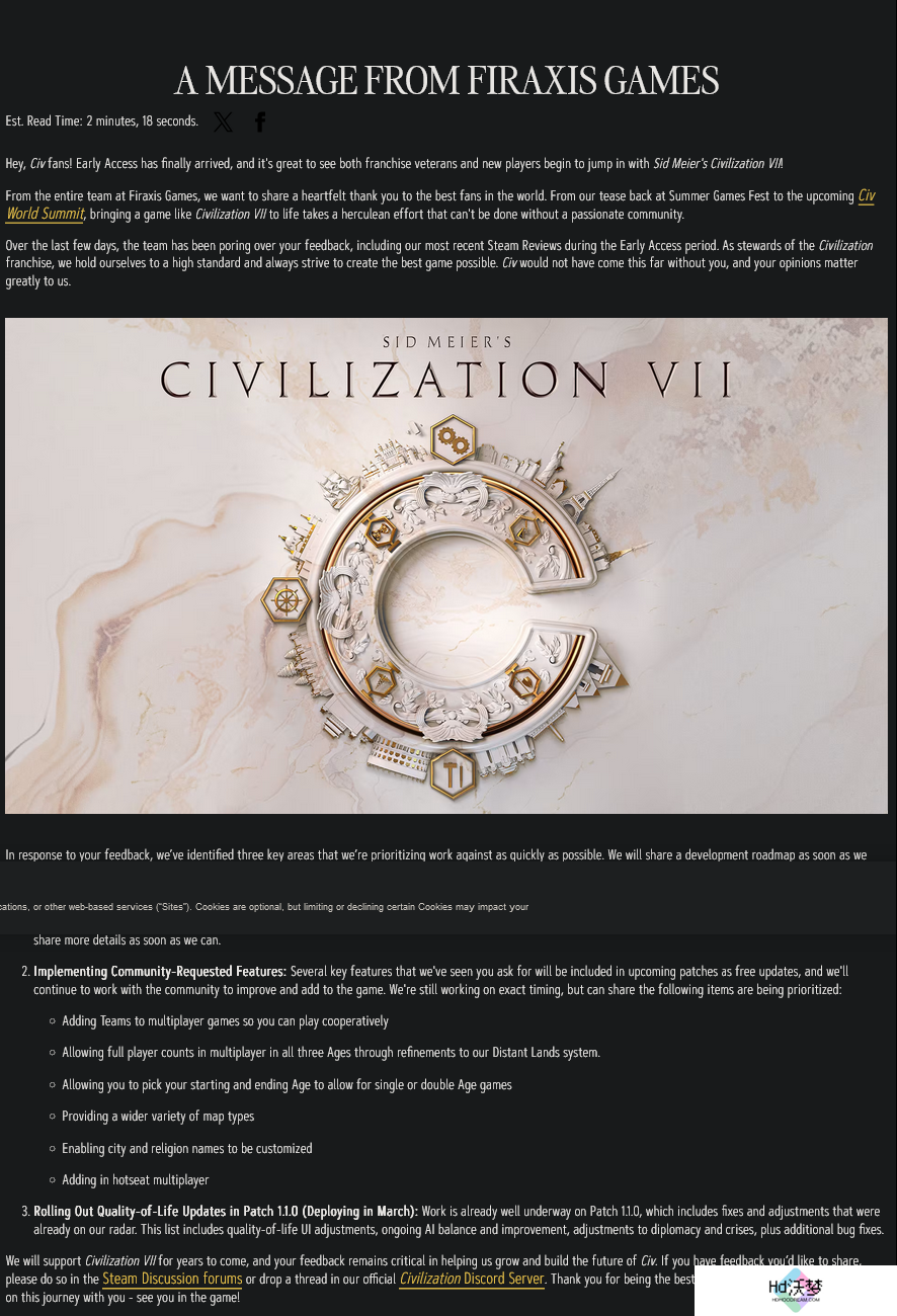 《文明7》Steam褒贬不一 官方确认将重点改进UI