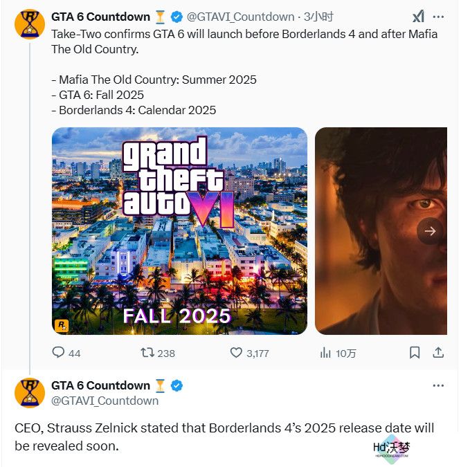 Take Two：《GTA6》仍定于2025年秋季发售